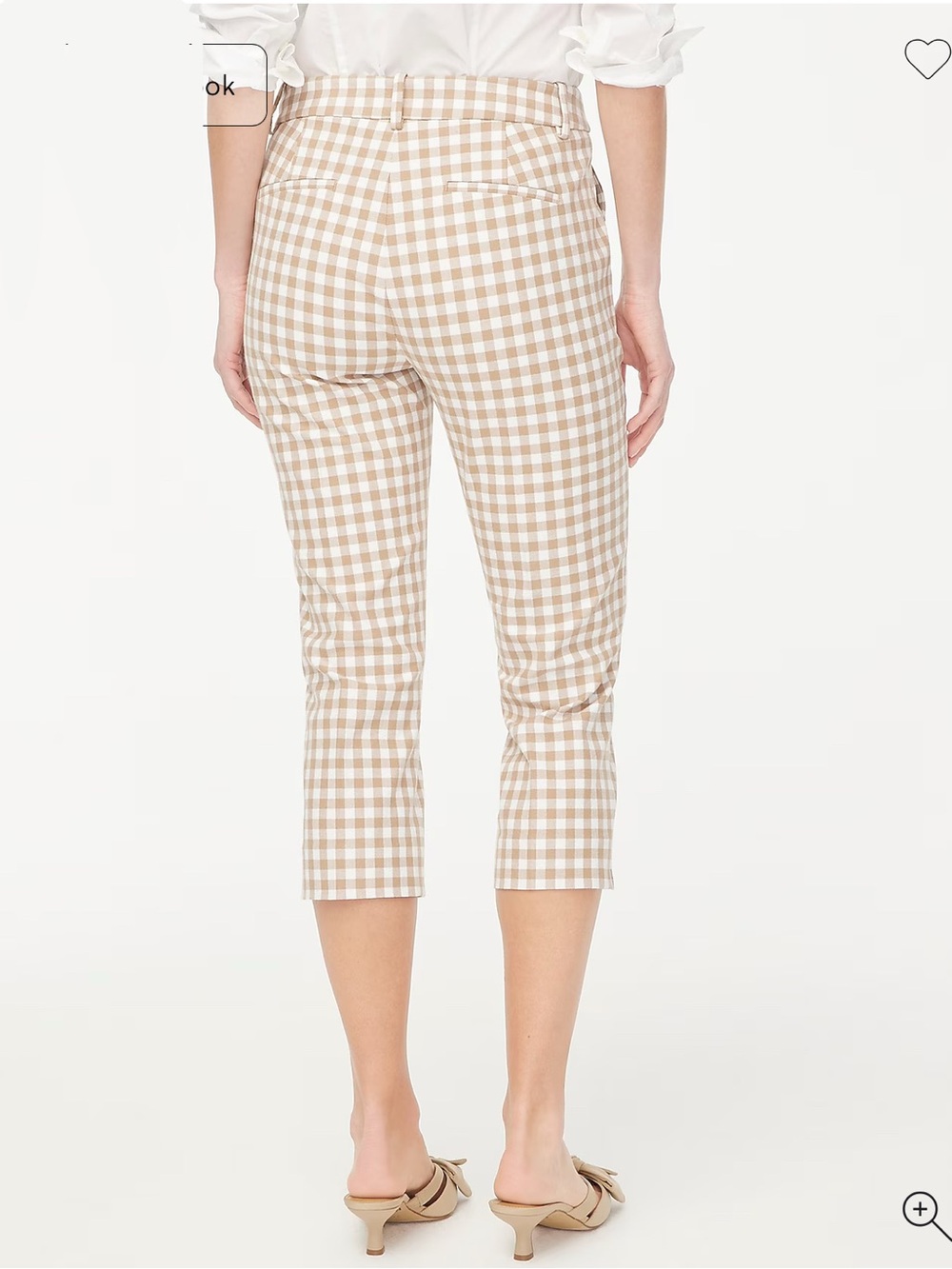 J. Crew Factory Beige and White Gingham Cropped Capris - Picture 2 of 6